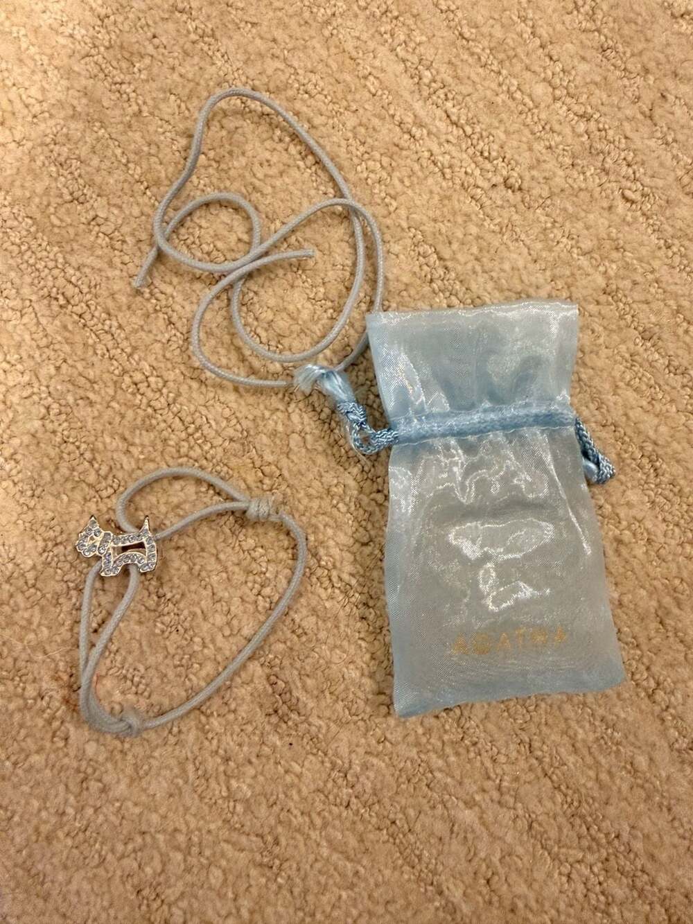Agatha Paris Scottie Dog Crystal Charm Cord Bracelet with Pouch